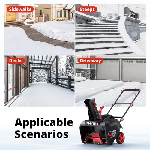 AMERISUN Gas Snow Blower 21-Inch, Single Stage 212cc Snow Thrower with Rotating 180°Adjustable Chute, Lightweight Foldable Gas Powered Snow Removal for Driveways, Sidewalks & Home Use