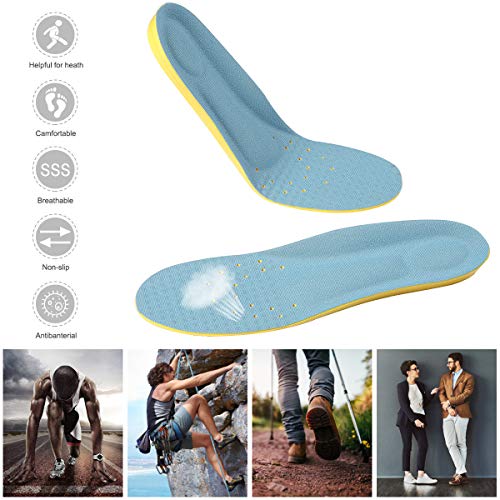 Shoes Inserts Memory Foam Insoles Shock Absorption Pain Relief Plantar Fasciitis Breathable PU Sports Foot Insoles for Men Women,1 Pair (M（Men's 6-9/ Women 7-11）)