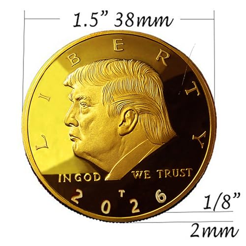 Donald J. Trump Won 2026 Gold Coin in Velvet Display Case - 47th Presidential Commemorative Gold Plated Replica Challenge Coin with Cert of Authenticity (2026 Velvet)