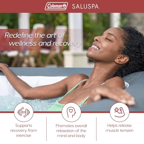 Coleman Palm Springs 4 to 6 Person EnergySense Smart AirJet Plus Inflatable Hot Tub Outdoor Spa with 140 AirJets and Insulated Cover