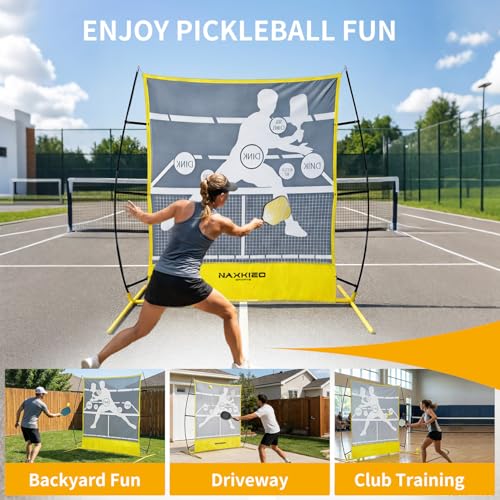 NaxKizo 2026 Upgraded Pickleball Practice Rebounder Net, 6FT Pickleball Training Equipment with Metal Frame, Pickle Ball Rebounder for Outdoor Indoor, Pickle Ball Trainer for Dink Volley Training