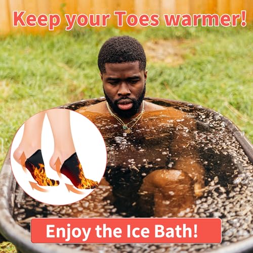 2 Pairs Ice Bath Toe Socks, Cold Plunge Toe Covers, Ice Bath Toe Booties Cold Plunge Toe Booties, Cold Plunge Tub Accessories, Reusable Neoprene Toe Warmers for Cold Plunge at Home L-Black