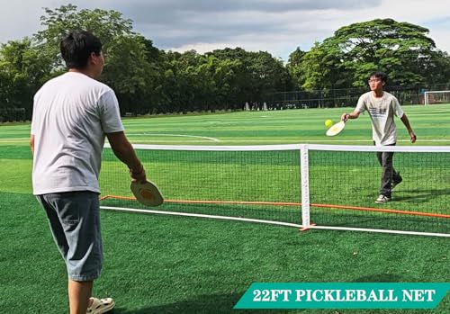 Portable Pickleball Net, Regulation Size 22FT and 11FT Half Court Size 2-in-1 Pickle Ball Net with 2 Pickleballs and Carry Bag for Driveway, Backyard, Street, Weather Resistance Steady Steel Frame