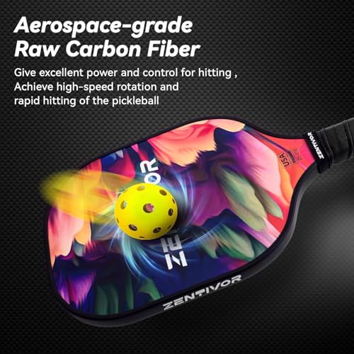 Lightweight Carbon Pickleball Paddles – USAPA Pickle Ball Paddle for Women, Men, Beginners & Intermediates | Gritty Surface, Stylish Design | 16mm Shock-Absorbing Core, Cushioned Grip (Red)