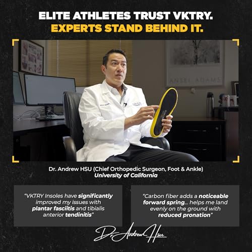 VKTRY Gold for Non-Cleated Shoes - Carbon Fiber Performance Insoles - Customized Athletic Inserts for Sports Basketball Volleyball Running & More | Shock Absorption US M10.5-11, W12.5-13, 171-220lbs