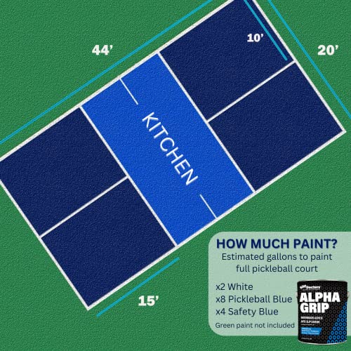 Alpha Grip Pickleball Court Paint for Concrete, Asphalt and Stone – Non-Skid Coating for Superior Traction (Pickleball Blue, 1 Gallon)
