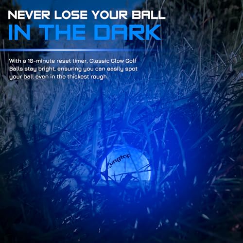 KINGTOP Classic Glow in The Dark Golf Balls with 10-Minute Reset Timer, Super Bright Light Up LED Golf Balls - with Glowing Tees and Storage Bag - Novelty Night Golfing Gift for Men and Women