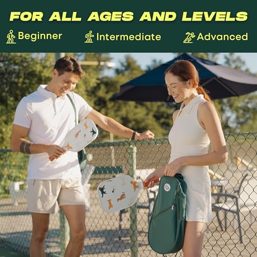 Goat Pickleball Paddles Set of 2, Includes 4 Indoor Outdoor Balls and Travel Bag, Lightweight Durable Fiberglass Pickleball Rackets Set for Men, Women, Beginners (CAT)