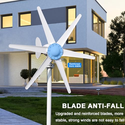 duwiikab 800W Wind Turbine, 6-Blade 12V/24V Wind Energy System, Wind Turbine Generator Kit, Home Wind Turbine, Full Power Protection Wind Generator for Boats Home Farm Industrial Charging White