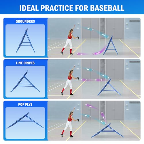 Winthai 4x4FT Volleyball Rebounder Net, Soccer Rebounder Pitchback Net with 2 x 6-Angle Quick Adjustments, Target Ribbon for Precision, Easy Quick Setup,Ideal for Baseball Softball and Sport Training