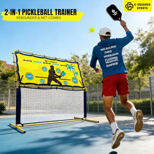 G-SQAURED 6X6Ft 2 in 1 Pickleball Rebounder Net - Adjustable Angle Training System & Standard Game Net, Durable Iron Frame with 28KG Tension Ropes for Backyard Practice