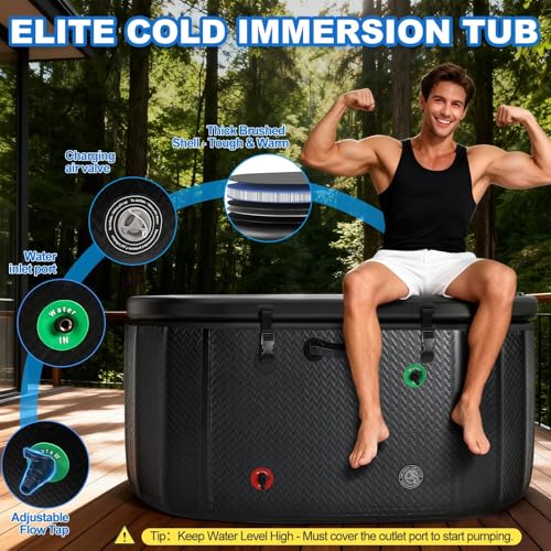 Large Ice Bath Tub with Cover - 248 Gallon Cold & Hot Plunge Barrel for Athletes, with Storage Bag (Ice Bath Tub)