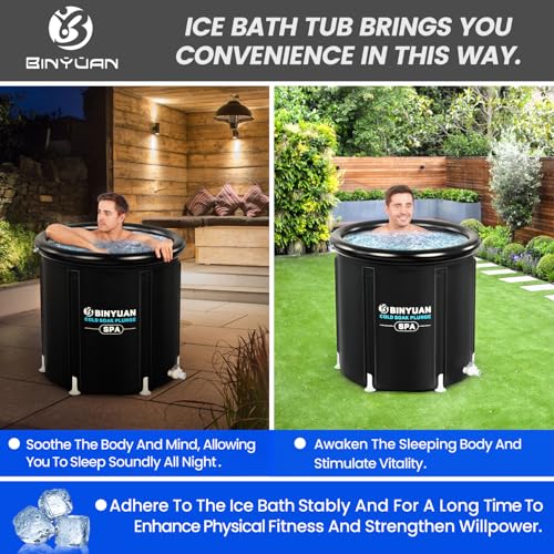 BINYUAN XL Ice Bath Tub for Athletes With Cover 99 Gal Cold Plunge Tub for Recovery, Multiple Layered Portable Ice Bath Plunge Pool Suitable for Gardens, Gyms and Other Cold Water Therapy Training