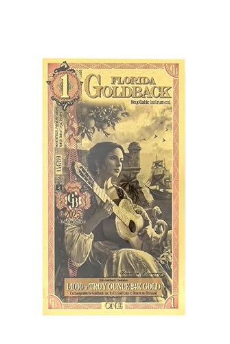 Wisemen Trading Florida 1 Goldback Gold foil Art Series “Spes” | 1/1000th of a Troy Oz of 24K Collectible Gold (1 Pack)