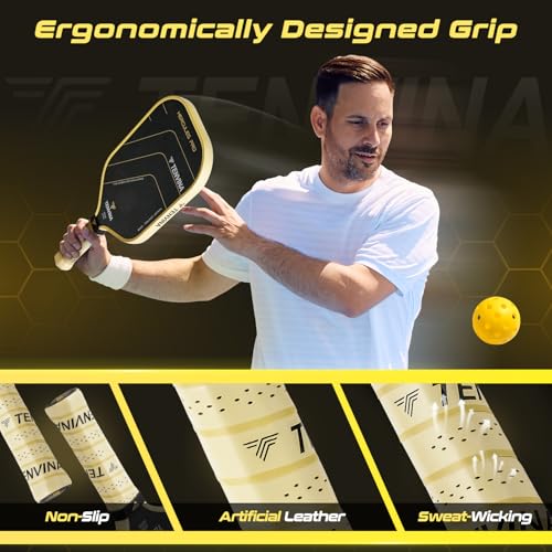 TENVINA Pickleball Paddles Set of 2, Thermoforming 4-Layer T700SC Friction Carbon Fiber Pickleball Paddle, Professional USAPA Approved Pickle Ball Paddle Providing Strong Power and Spin