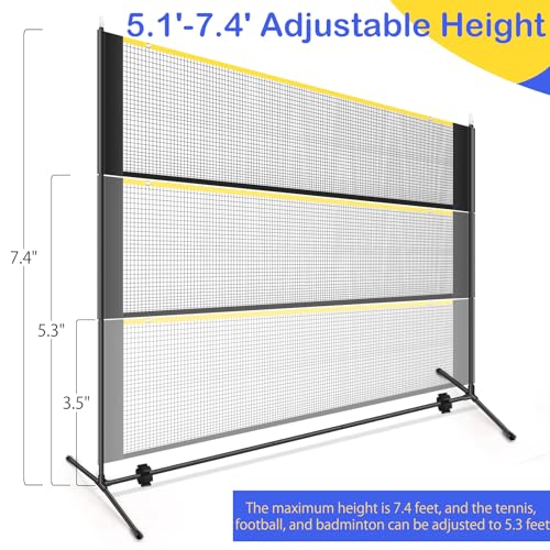 Badminton Pickleball Net, Adjustable Height Portable Badminton Net-2-in-1 Volleyball and Badminton Set, Pickleball Net for Tennis Indoor Outdoor Court