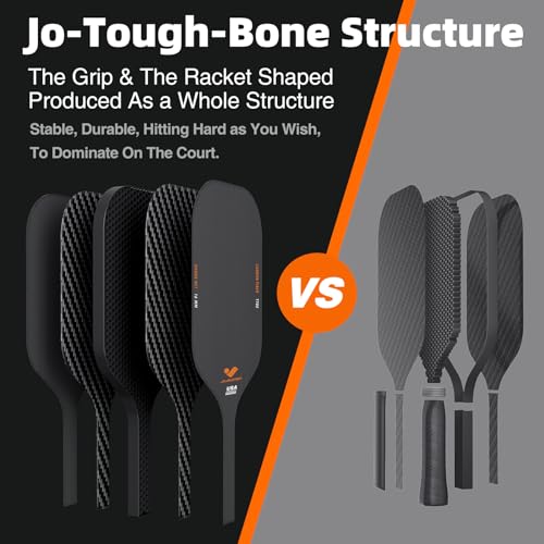 JOJOLEMON Pickleball Paddles, Raw Carbon Fiber Rackets with 16mm Polymer Honeycomb Core, Hybrid Racquet Designed for Ultimate Spin & Consistency - USAPA Approved