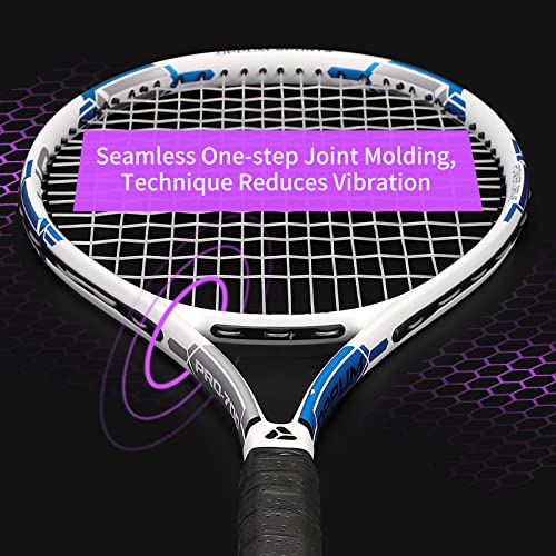 OPPUM Pro Women's Tennis Racket | 260g Lightweight Aluminum Alloy Frame with Shock Absorption | 110 sq in Sweet Spot & Ergonomic Grip | Includes Carry Case, Tennis Ball & Overgrips (Purple/Blue)