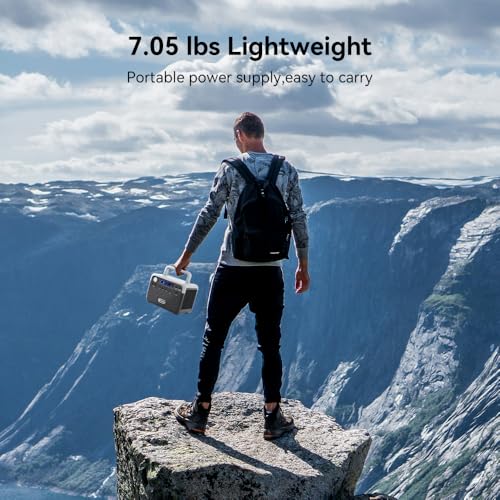 FF Flashfish Portable Power Station, 230Wh LiFePO4 Battery Pack, Solar Generator With 300W AC Output(Peak 600W), Backup Power Emergency Power Supply For Home, Camping, CPAP