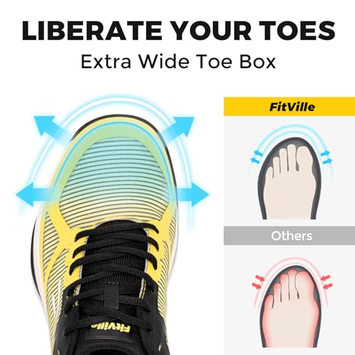 FitVille Wide Pickleball Shoes for Men,All Court Tennis Sneakers Shoes with Arch Support