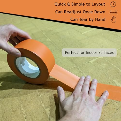 Quick Court Indoor Pickleball Court Tape - Zero Residue, Long Lasting, 2" x 230FT, Pickleball Court Marking Tape with Instructions Included for Fast Court Marking (Orange)