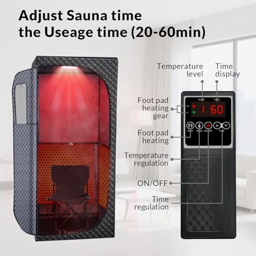 Veloqore Dry Infrared Sauna, Red Light Therapy Saunabox for Relaxation, Detox and Muscle Relief, 9 Levels Up to 140°F Personal Indoor Saunas Tent, Portable Sauna for Home, Bedroom, Living Room
