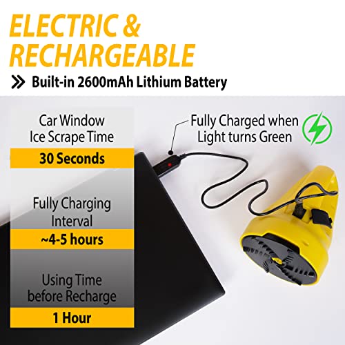 ZONETECH Electric Snow Ice Scraper USB Rechargeable - Premium Quality Automotive Portable Cordless for Car Windshield Glass Frost Removal, Defrosting Deicing Cleaning Tool Christmas Stocking Stuffer