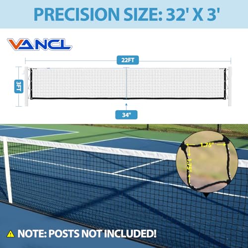 VANCL Professional Pickleball Replacement Net – 22' x 3' Heavy Duty Tournament-Grade Net for Indoor & Outdoor Courts – Fits Standard Posts, Official Regulation Size (Net Only, Black)