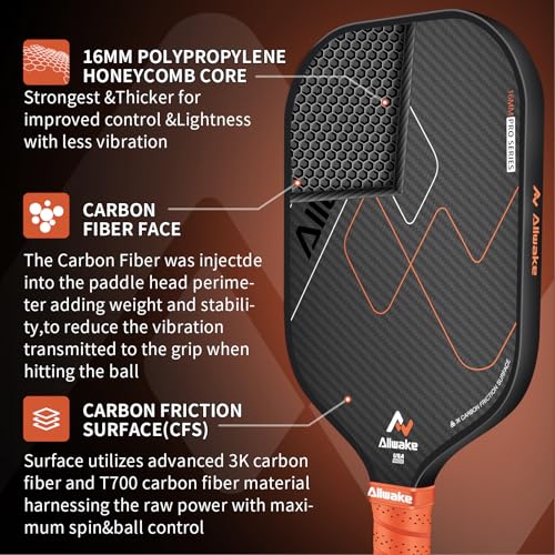 Pickleball Paddles, USAPA Approved, 3k Friction Surface Carbon Fiber Pickleball Paddle, Durable &Lightweight Pickleball Rackets for Adults