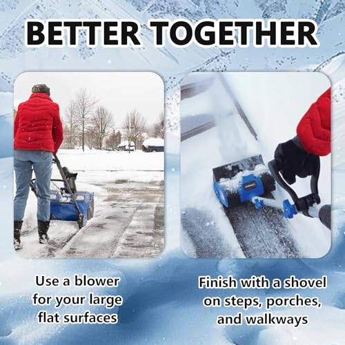 20 Inch Electric Snow Blower, Powerful 15 Amp Motor with 30 Foot Throwing Distance, Corded Snow Thrower for Easy Winter Cleanup on Driveways & Walkways, Blue