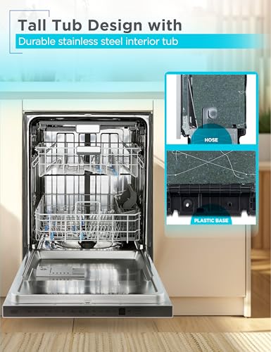 BLACK+DECKER 24" Designer Series Built-In Dishwasher, 14-Place Setting Capacity with Stainless Steel Tub, 6 Wash Programs and Smart Wash System, Low Noise, ENERGY STAR Certified, BDW400MS