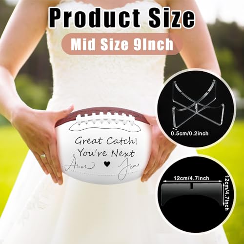 Liliful Wedding Football Autograph Football with 1 Stand 1 Signature Pen 1 Pump for Wedding Reception Game Favor(Mid Size 9 Inch)