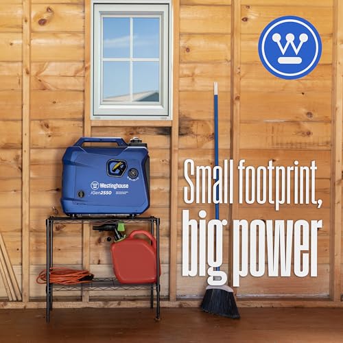 Westinghouse 2550 Peak Watt Super Quiet & Lightweight Portable Inverter Generator, RV Ready 30A Outlet, Gas Powered, Parallel Capable, Long Run Time,Blue