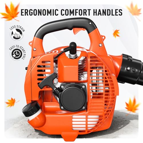 28CC 2-Cycle Gas Handheld Leaf Blower, 475 CFM 200 MPH Lightweight Power Blower with Variable Speed & Easy Start, for Yard Cleanup, Patio, Driveway, Lawn Debris