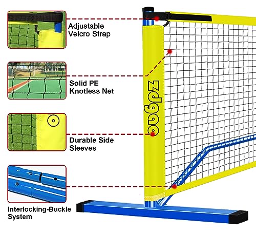 Portable Pickleball Net, Regulation Size 22FT and 11FT Half Court Size 2-in-1 Pickle Ball Net with 2 Pickleballs and Carry Bag for Driveway, Backyard, Street, Weather Resistance Steady Steel Frame