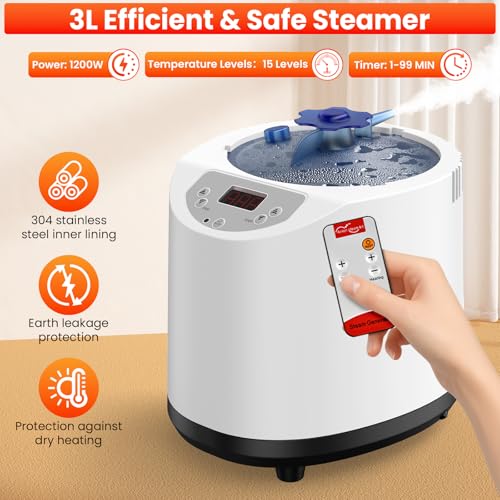 Portable Infrared Sauna Box for Home, Full Body Steam Sauna Tent with 660nm & 850nm Red Light Therapy Lamp, 3L 1200W Fast-Heating Steamer, Adjustable Temp & Remote Control for Relaxation, Detox