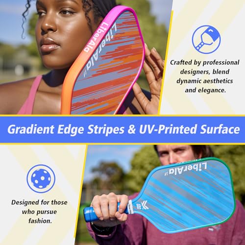 LiberAla Pickleball Paddles, USAPA Approved Carbon Fiber Pickle Ball Paddle, PP Honeycomb Core, Lightweight & Comfort Grip for Beginners, Pros, Men, Women, Adults, Kids