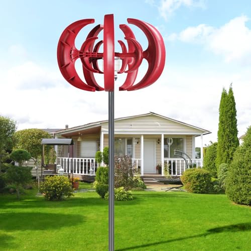 balurukt 4500W Wind Turbines Generator,12V 5-Blade Vertical Axis Wind Turbines Generator Kit,Electricity Producer Equipment Red,for Home Hybrids Streetlight Use, Fast Delivery from USA Red