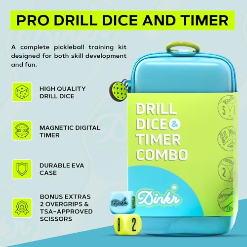 Dink'r Pickleball Timer for Games, Drills & Tournaments | Magnetic Court Timer + Free Drill Dice & Case