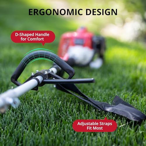 AMERISUN 26cc Gas Weed Wacker, Brush Cutter Trimmer Weed Eater 2 in 1, 2 Cycle Air-Cooled Engine 10'' Brush Blade 16'' Cutting Width with Rubber Handle & Shoulder Strap Efficient for Yard Garden