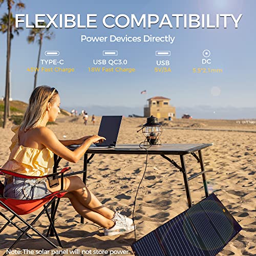 Lipower Portable Solar Panel 100W, Foldable Solar Charger for Jackery/Anker/FlashFish/Bluetti/Goal Zero/Rockpals Power Station, Solar Generator for Camping RV Hurricane