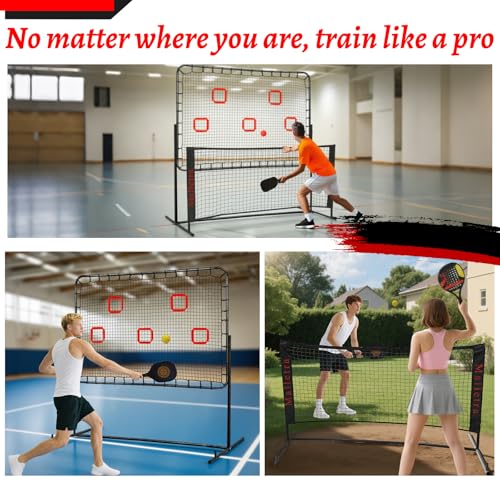 Pickleball Practice Rebounder Trainer for Solo Practice， Portable Pickleball Training Equipment with Adjustable Angles ， 2in1 Trainer Dink Master Board Net for Drills ，Improve Serving & Volley Skills