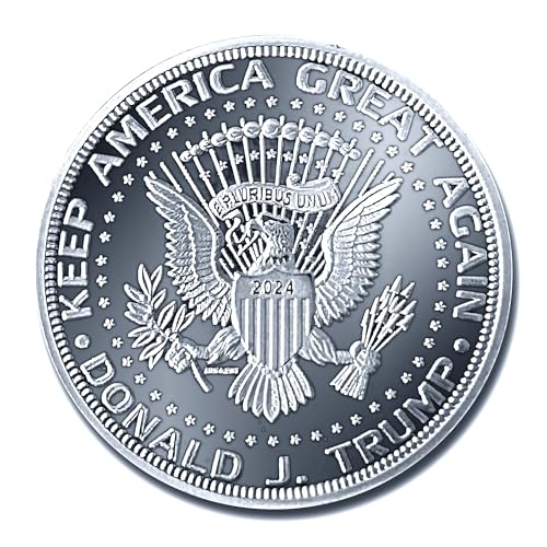 Aizics Mint Donald Trump Silver Coin 2024 with Certificate of Authenticity, President Coin, Trump Coin Collectors, Silver Plated, 38mm x 2mm
