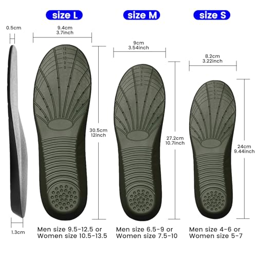 Shoe Insoles, Memory Foam Insoles, Providing Excellent Shock Absorption and Cushioning for Feet Relief, Comfortable Insoles for Men and Women for Everyday Use, L,（US M: 8-12/W: 10-15）