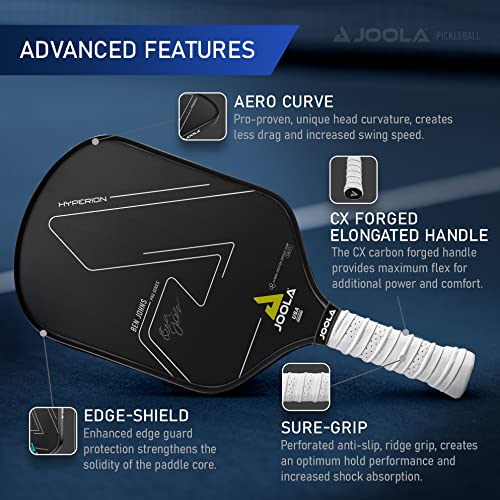 JOOLA Ben Johns Hyperion CFS Swift Pickleball Paddle - USAPA Approved for Tournament Play - Carbon Fiber Pickle Ball Racket - Maximum Speed with High Grit & Spin