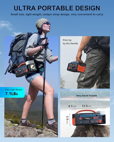 Aaoyun Portable Power Station 300W, 296Wh Solar Generator with 100W USB-C In/Output, Night Light & LED Flashlight, Compact Camping Battery with Strap for Outdoor CPAP Home Backup Emergency