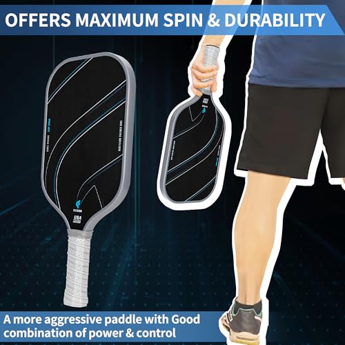 Fligon Pickleball Paddles Carbon Fiber T700 Surface USAPA Approved Pickleball Paddle Enhanced Grip & Spin Featuring 16MM Polypropylene Honeycomb Core Perfect for Beginner and Advanced Players（Grey）