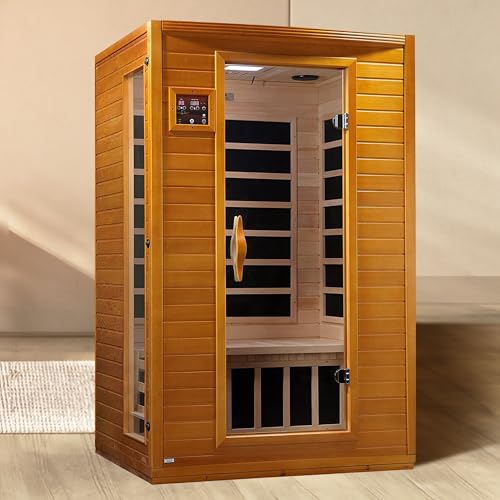 DYNAMIC SAUNAS Andora 2-Person Low EMF FAR Infrared Sauna with Red Light Therapy & Bluetooth Speakers | Personal Indoor Dry Heat Sauna for Home & Gym – Made from Canadian Hemlock