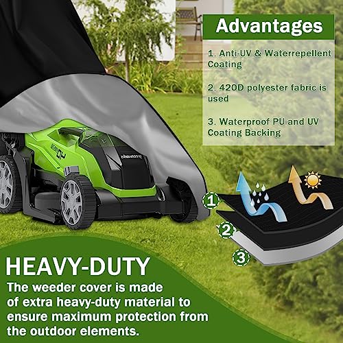 Lawn Mower Cover,Heavy Duty 420D Polyester Oxford Push Mower Cover,Waterproof,UV Protection Universal Fit Push Lawn Mower with Drawstring & Cover Storage Bag,Lawnmower Covers for Outdoor Waterproof