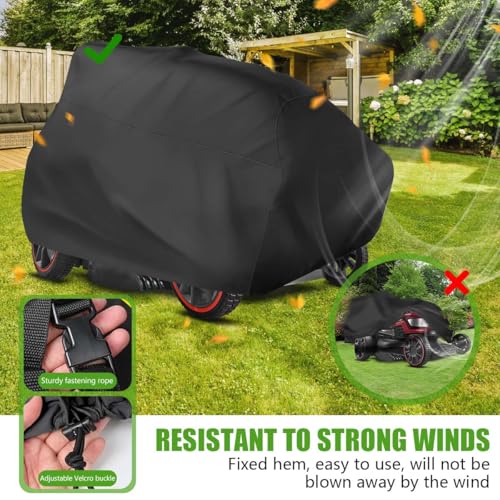 KISEER Outdoors Lawn Mower Cover Waterproof Heavy Duty 210D Polyester Oxford UV Protection Lawn Tractor Cover Fits Decks Up to 54" with Drawstring and Storage Bag